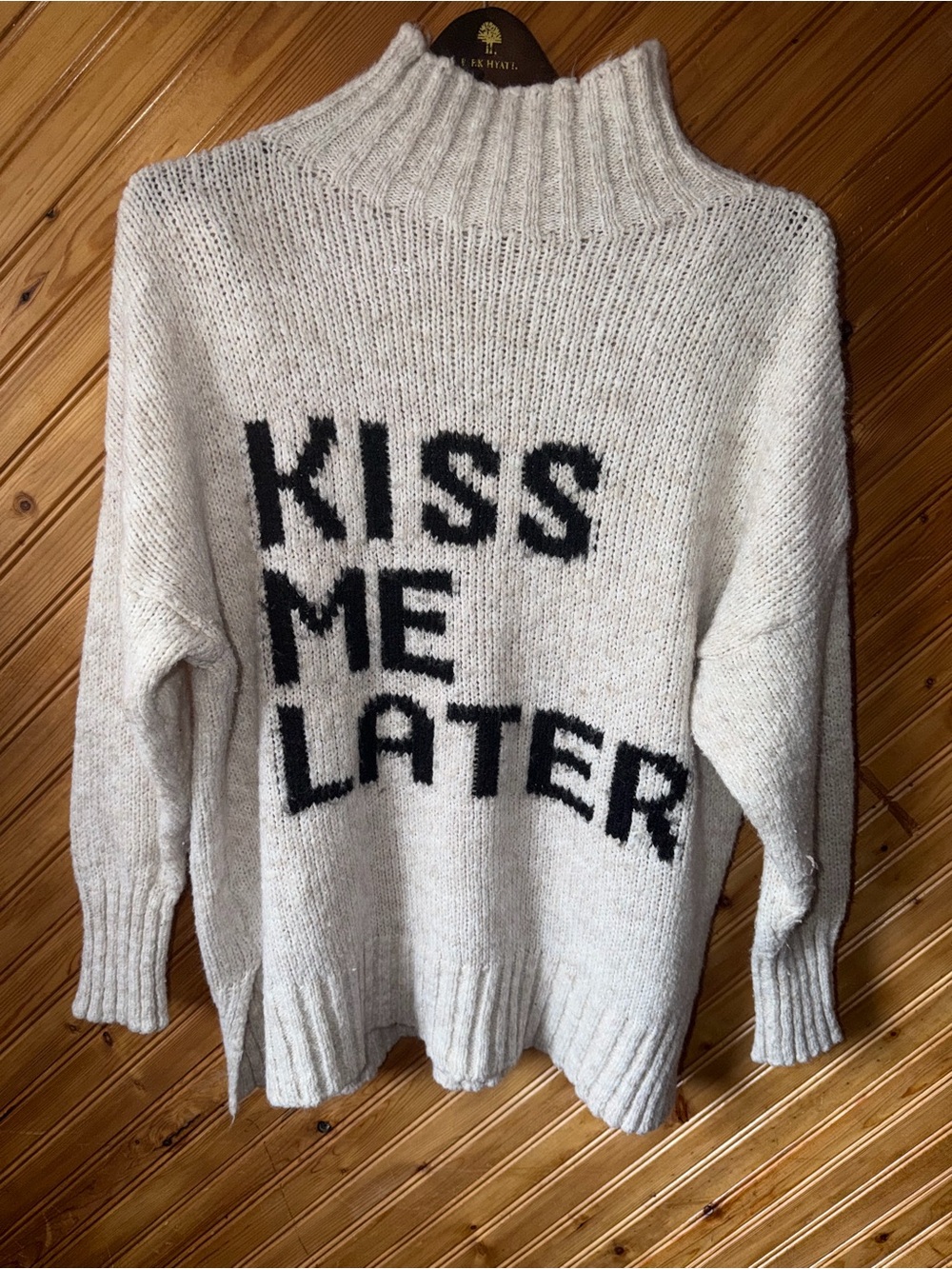 DOLCE STELLA Kiss Me Later Cream Knit Sweater - Women oversized large